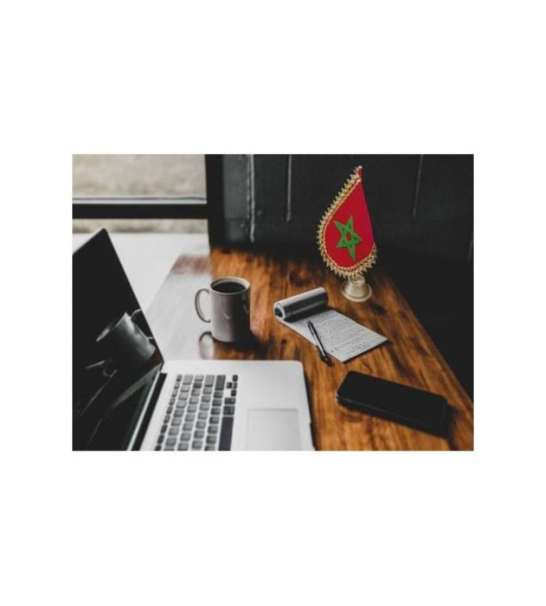 33 CM Drapeau maroc Bureau en Cuivre